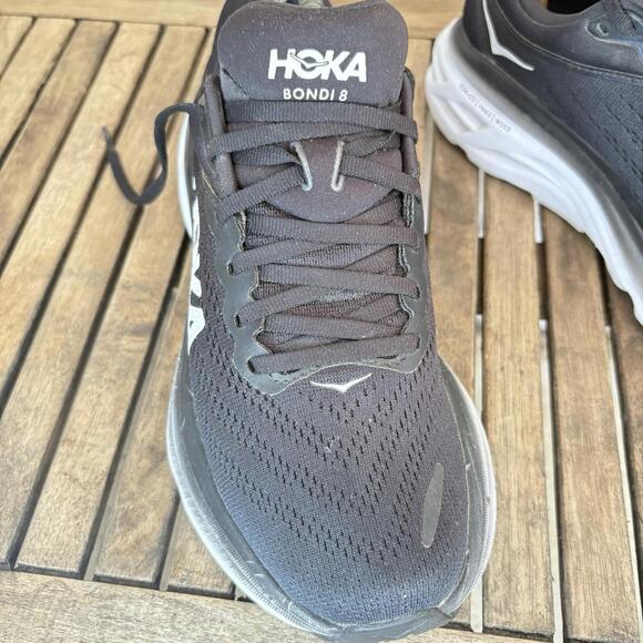 Hoka One One Bondi 8 - Black / White- Women’s Running Shoes Size 7.5 B - Picture 11 of 16